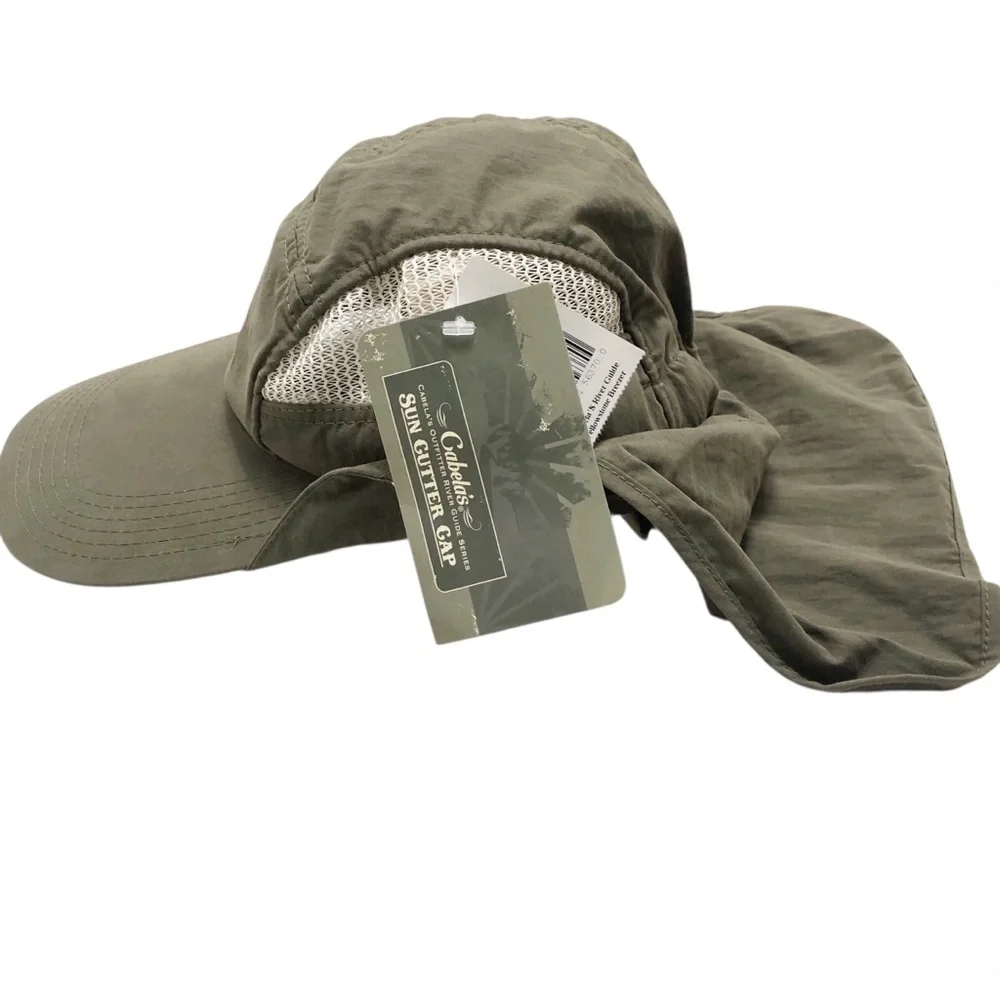 Cabela's | UPF50+ Sun Cutter Cap Ear & Neck Protection Green NWT Floats